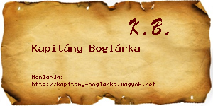 Kapitány Boglárka névjegykártya