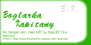 boglarka kapitany business card